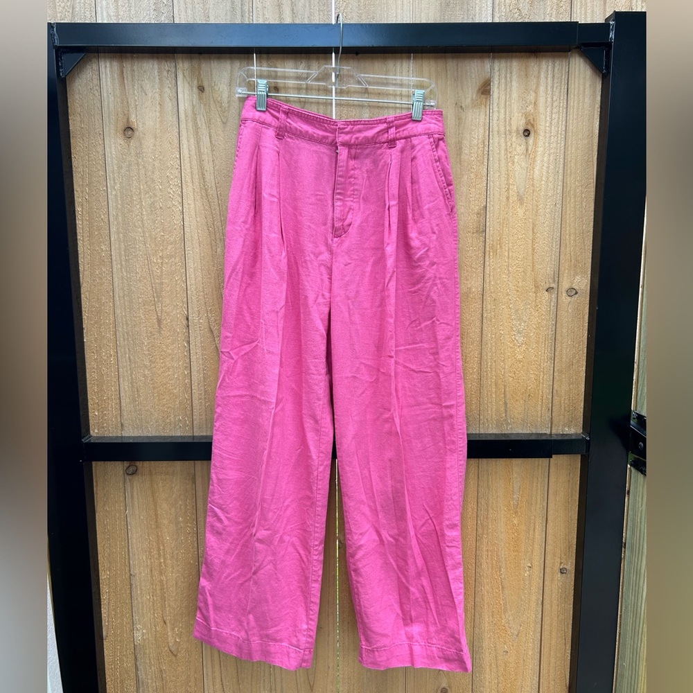 GAP Pink Linen Wide-leg Pants